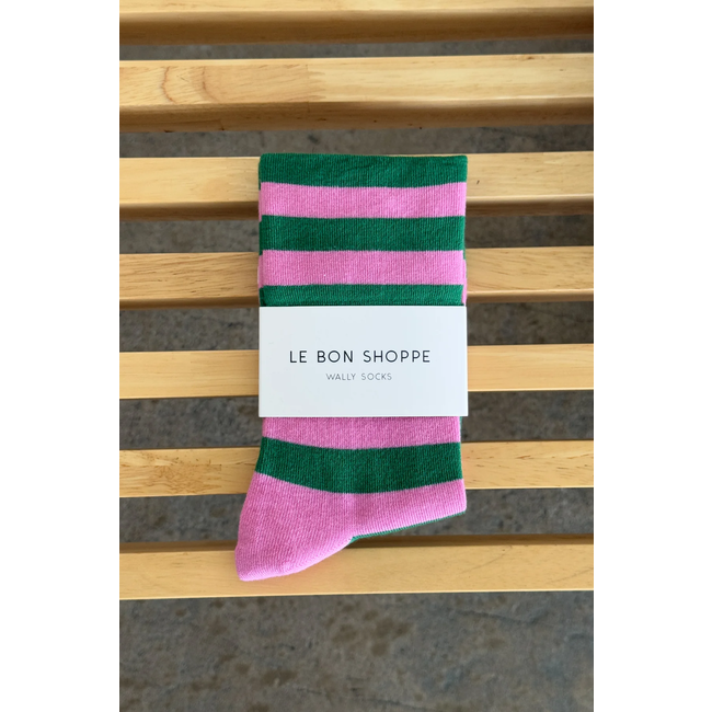 Le Bon Shoppe Wally Sock - Pink/Green Stripe