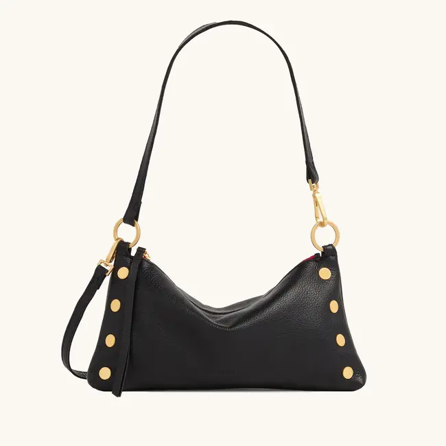 Hammitt Kyle-Black-Brushed Gold-Red Zip