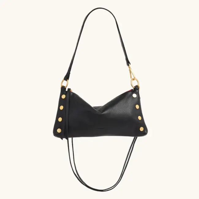 Hammitt Kyle-Black-Brushed Gold-Red Zip