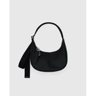 Baggu Small Recycled Leather Crescent Bag- Black