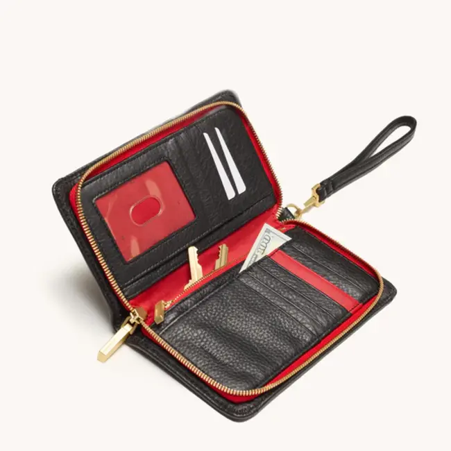 Hammitt Bryant Wallet - Black - Gold - Red Zip