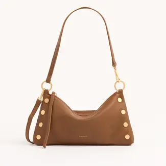 Hammitt Kyle-Mahogany Pebble - Brushed Gold - Red Zip