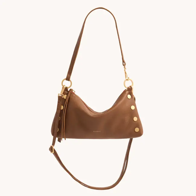 Hammitt Kyle-Mahogany Pebble - Brushed Gold - Red Zip