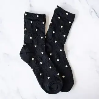 Tiepology Engraving Flower Socks - Black