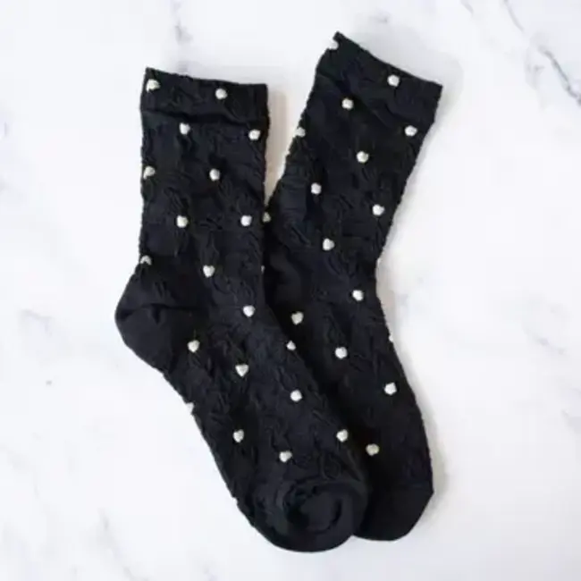 Tiepology Engraving Flower Socks - Black