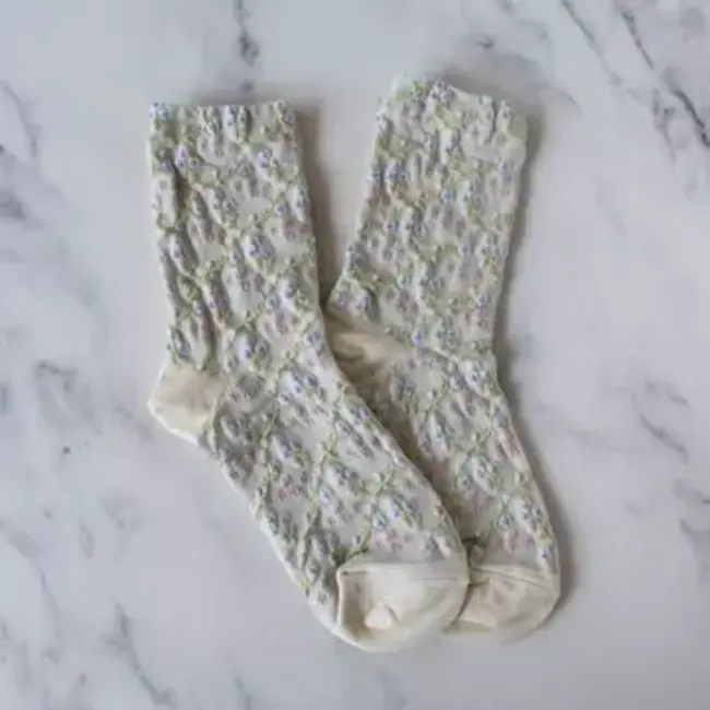 Tiepology Little Blossom Socks - Sage