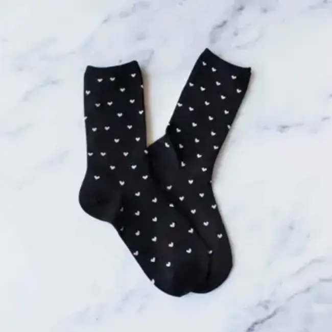 Tiepology Heart Crew Socks - Black