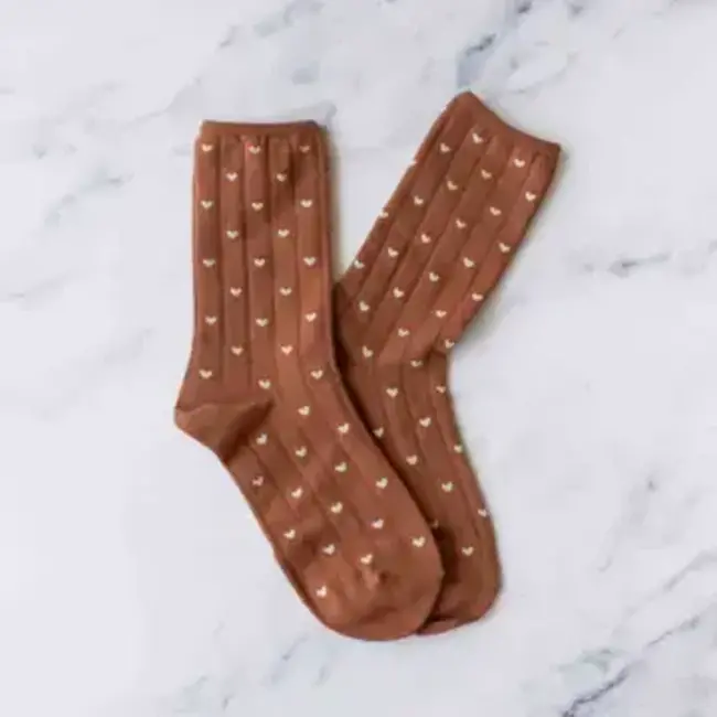 Tiepology Heart Crew Socks - Rust