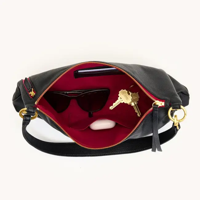 Hammitt Kyle Medium - Black - Brushed Gold - Red Zip