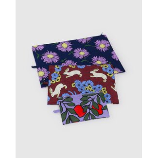 Baggu Flat Pouch Set - Night Orchard