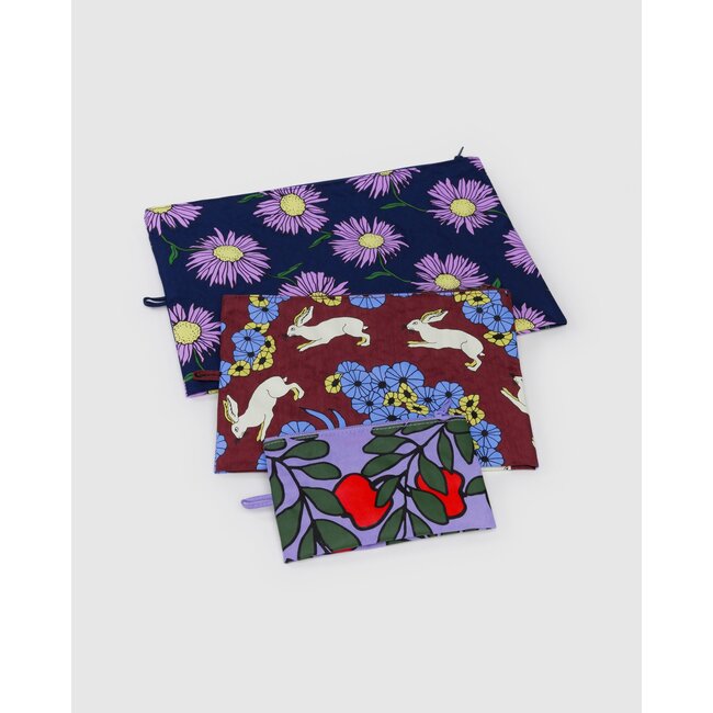 Baggu Flat Pouch Set - Night Orchard