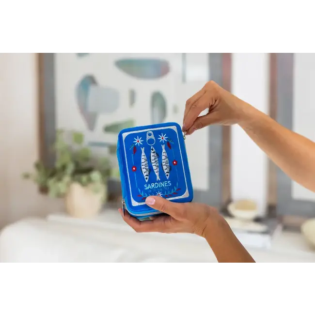 Living Royal Velvet Jewelry Case - Sardine Can - Blue