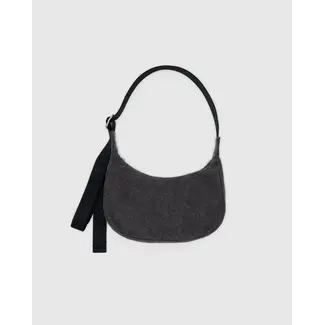 Baggu Small Denim Crescent Bag - Washed Black Denim