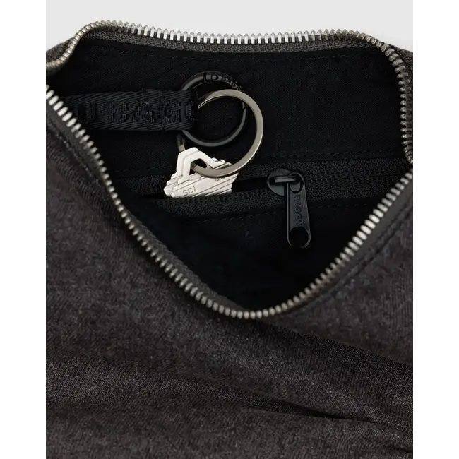 Baggu Small Denim Crescent Bag - Washed Black Denim