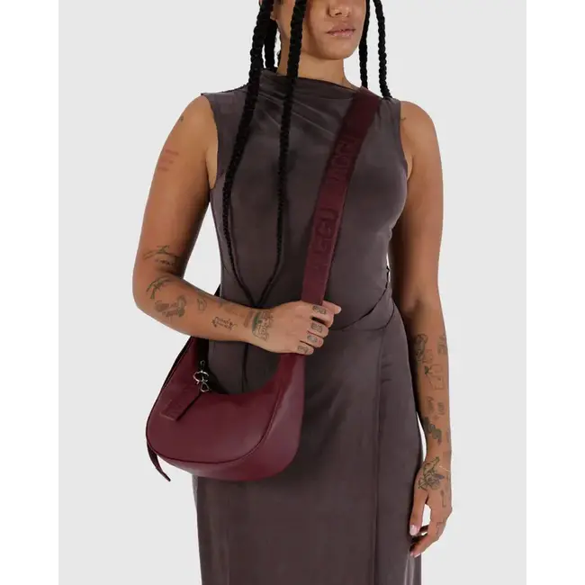 Baggu Small Recycled Leather Crescent Bag- Mahogany