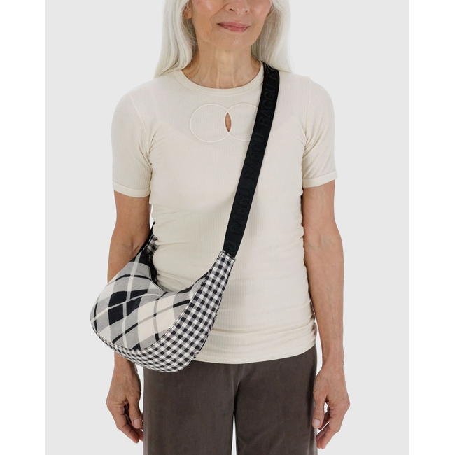 Baggu Small Nylon Crescent Bag - Mixed Plaid