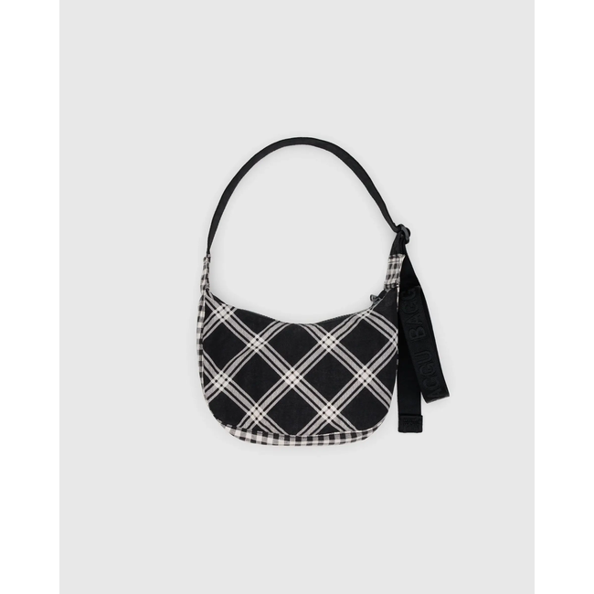 Baggu Small Nylon Crescent Bag - Mixed Plaid