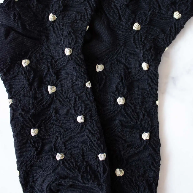 Tiepology Engraving Flower Socks - Black