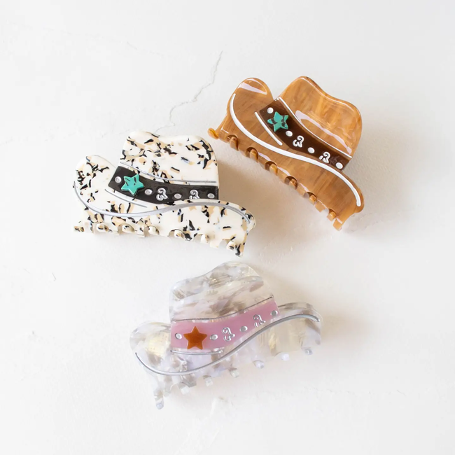 Tiepology Western Cowboy Hat Claw Clip - Cookies n Cream