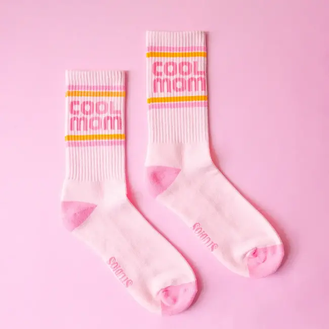 Sunshine Studios Cool Mom Striped Ribbed Crew Socks