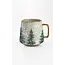 Artsy Em Snowy Trees Mug with Dark Wood Coaster