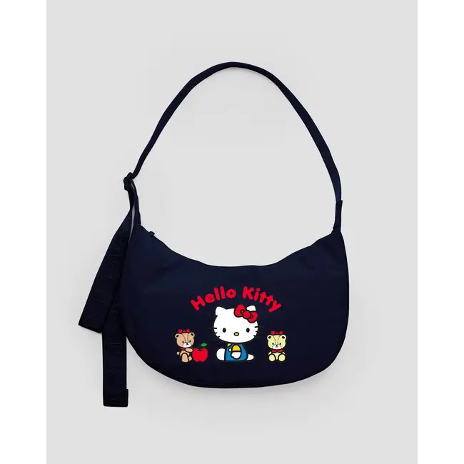 Baggu Medium Nylon Crescent Bag - Embroidered Hello Kitty & Teddy