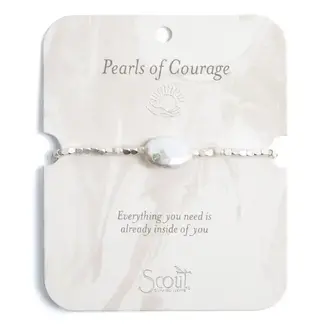Scout Pearl Affirmation Bracelet - Courage/Silver