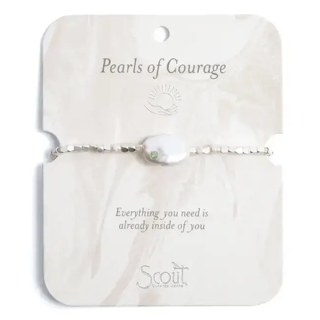 Scout Pearl Affirmation Bracelet - Courage/Silver