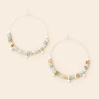 Scout Stone Disc Hoop Earring - Amazonite/Silver