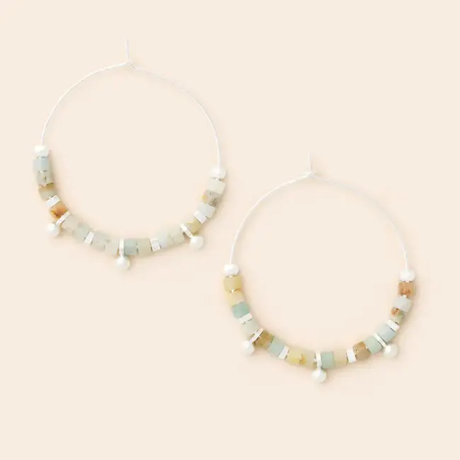 Scout Stone Disc Hoop Earring - Amazonite/Silver