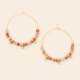 Scout Stone Disc Hoop - Rhodonite/Gold