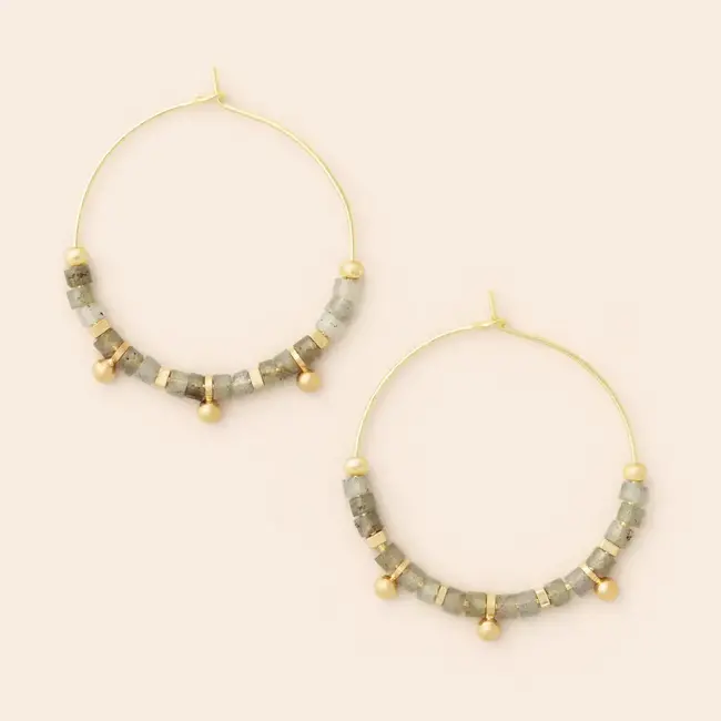 Scout Stone Disc Hoop Earring - Labradorite/Gold