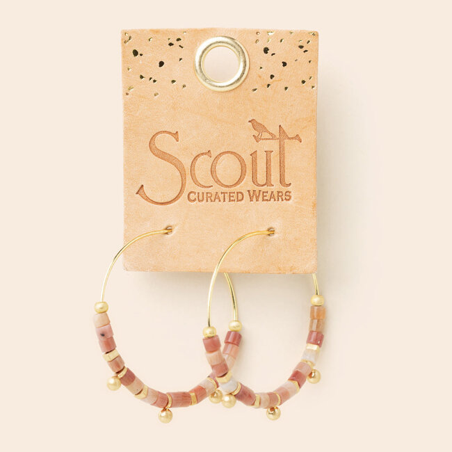 Scout Stone Disc Hoop- Rhodonite/Gold