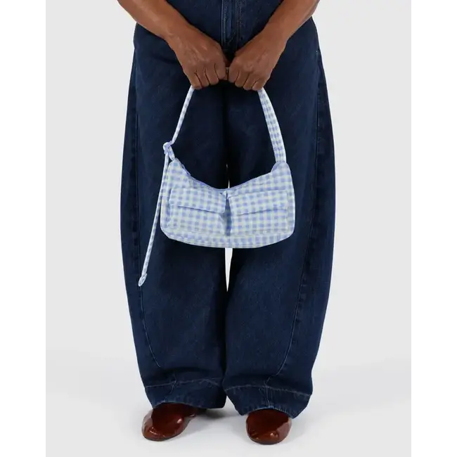 Baggu Cargo Shoulder Bag - Light Blue Gingham