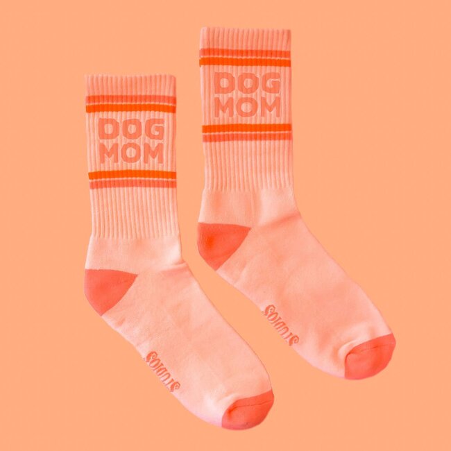 Sunshine Studios Dog Mom Striped Ribbed Crew Socks