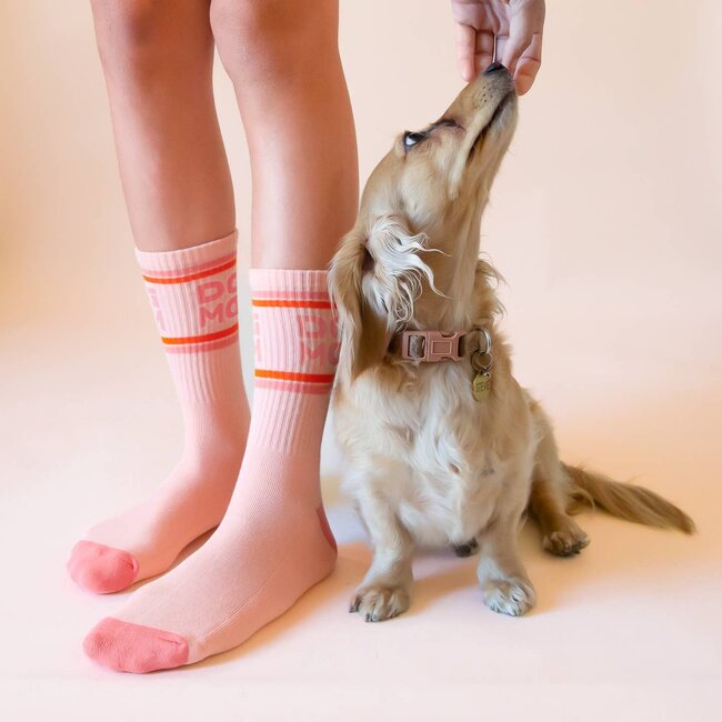 Sunshine Studios Dog Mom Striped Ribbed Crew Socks