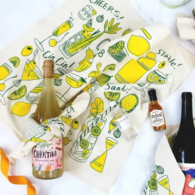 Calhoun & Co. Cocktail Party Tea Towel- Limoncello