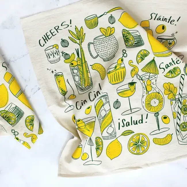 Calhoun & Co. Cocktail Party Tea Towel- Limoncello
