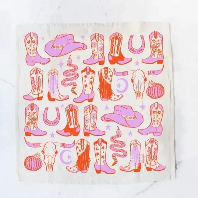 Calhoun & Co. Howdy Cowgirl! Boots Tea Towel