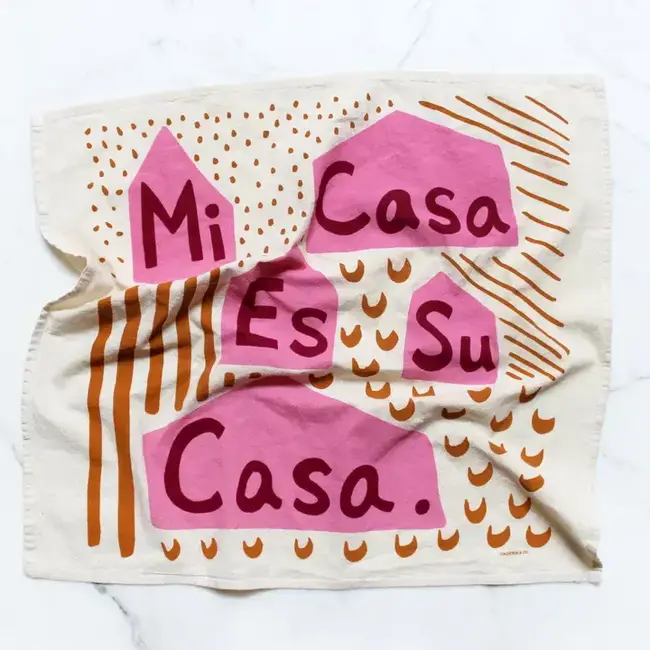 Calhoun & Co. Mi Casa Es Su Casa Tea Towel- Fiesta Pink
