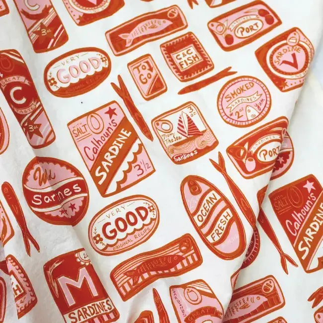 Calhoun & Co. Sardines Tea Towel- Mediterrean