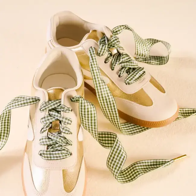 The Darling Effect Shoelaces-Gingham Green