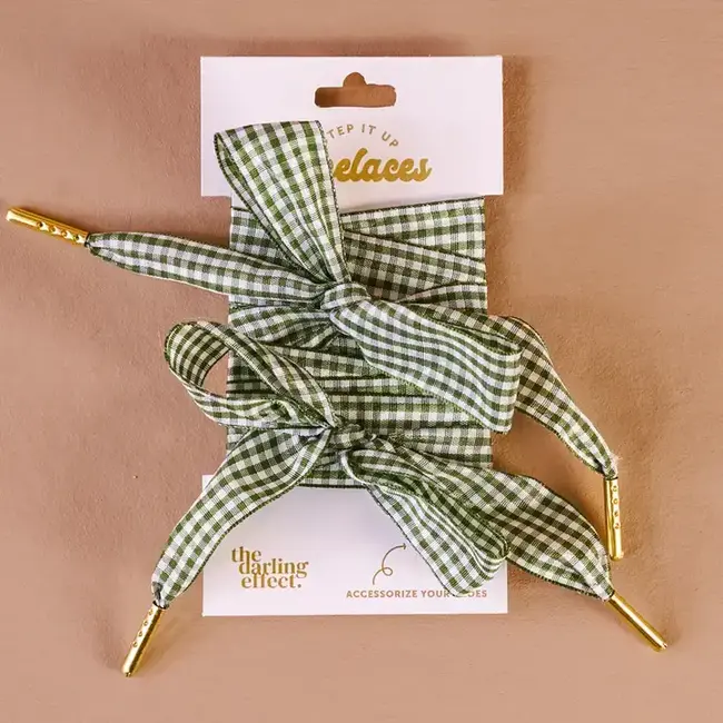 The Darling Effect Shoelaces-Gingham Green