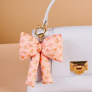 The Darling Effect Puffy Bow Bag Charm-Peachy Petals