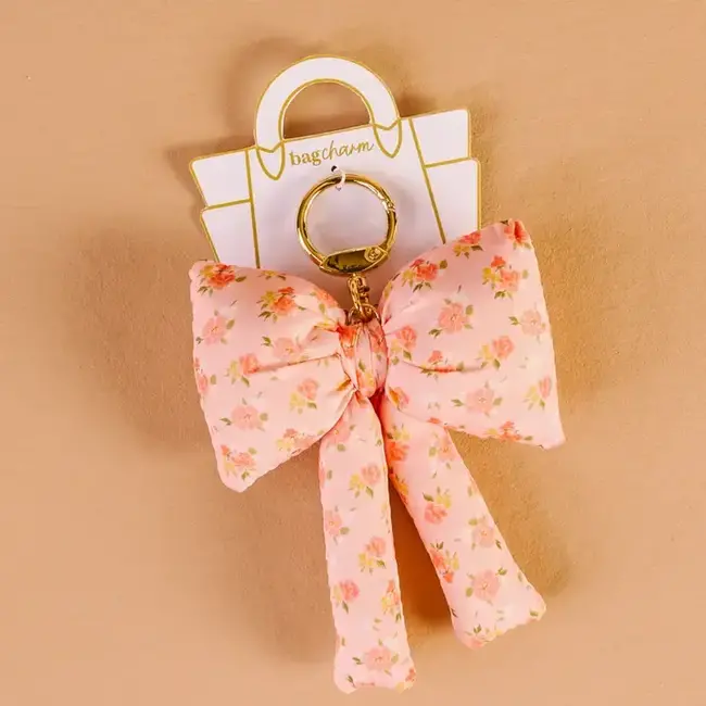 The Darling Effect Puffy Bow Bag Charm-Peachy Petals