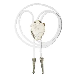 Daisy Del Sol Gemstone Bolo Tie- Howlite- White/Gold