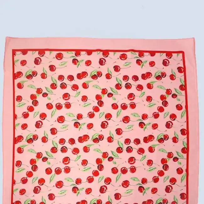 Josslyn by Wall to Wall Cherry Print Silky Feel Bandana Scarf