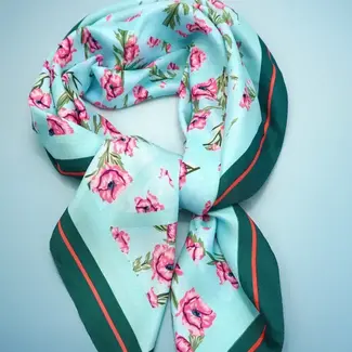 Josslyn by Wall to Wall Oversized Floral Print Bandana Scarf Wrap- Blue