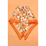 Josslyn by Wall to Wall Oversized Floral Print Bandana Scarf Wrap- Orange