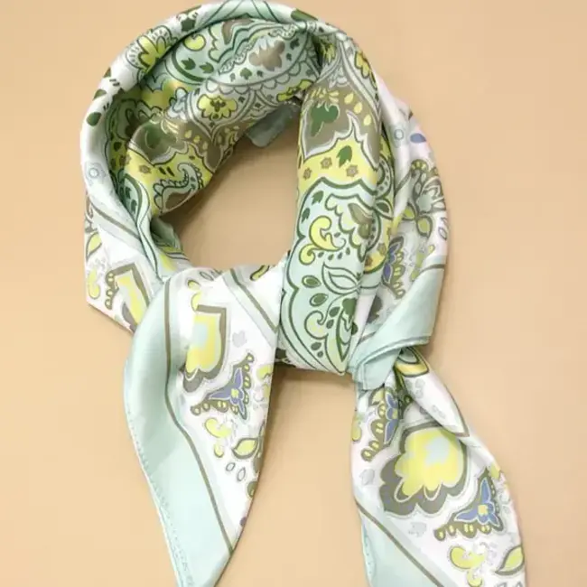 Josslyn by Wall to Wall Paisley Mint Silky Feel Bandana Scarf